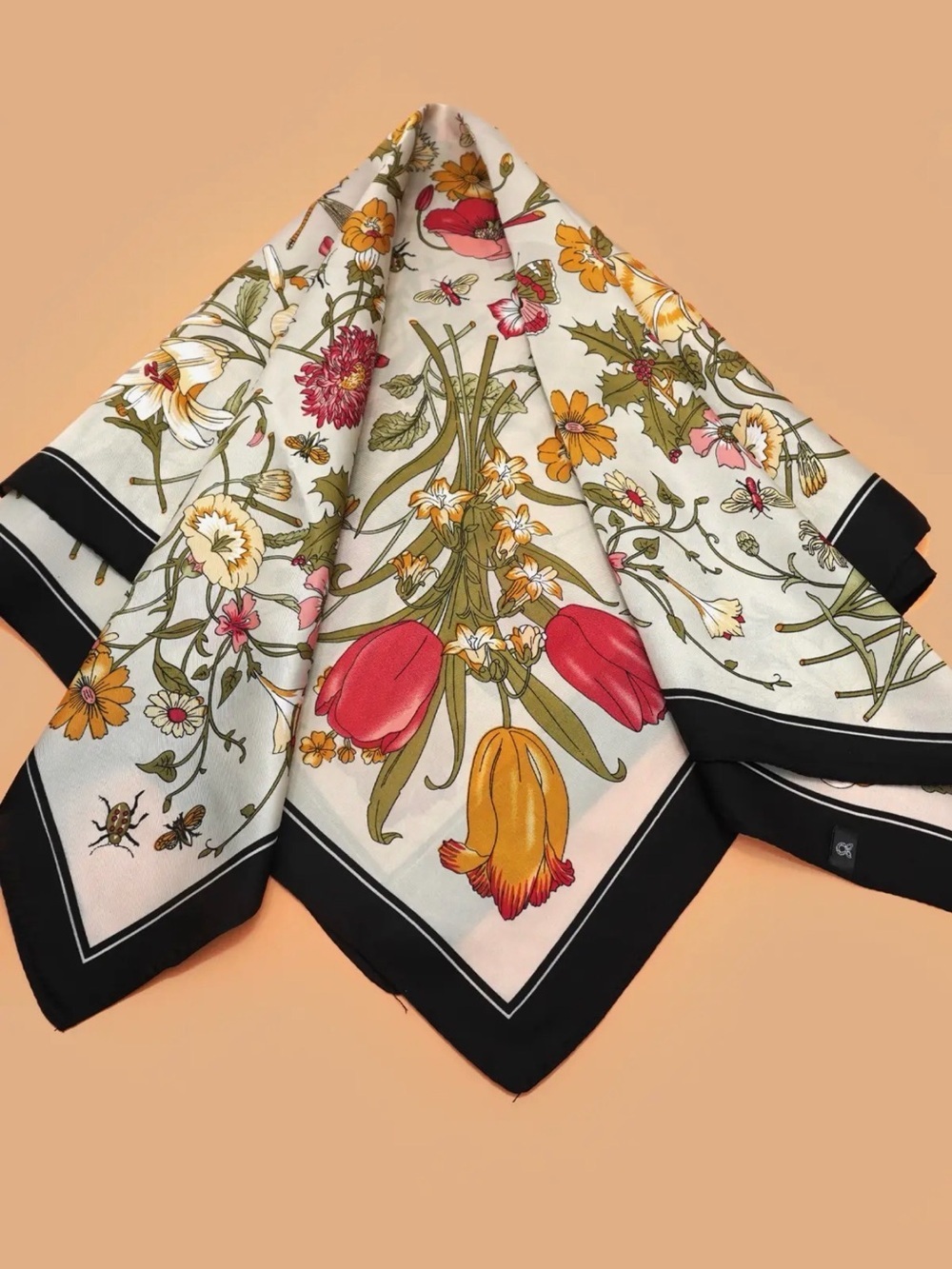 Off White Floral Scarf - Picture 2 of 3